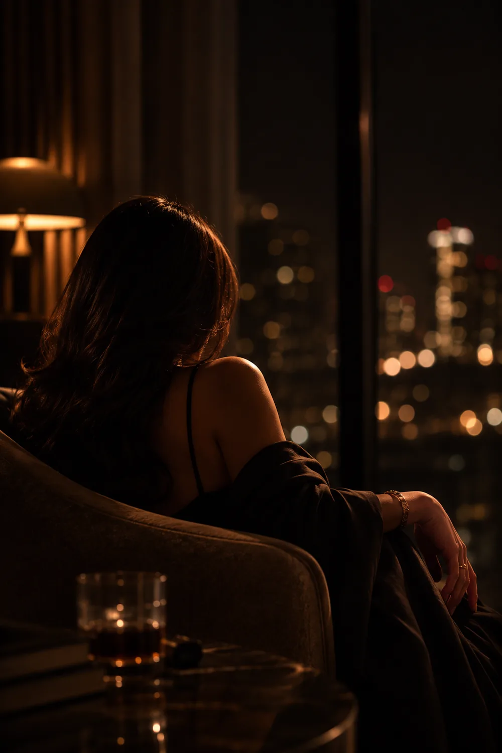 A member looking out over the city at night
